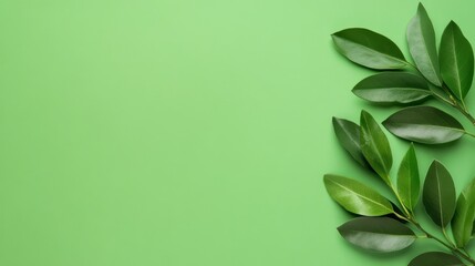 Fototapeta premium Green Leaves on Light Background
