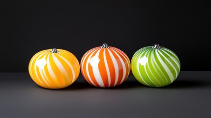 Striped colorful glass sphere objects