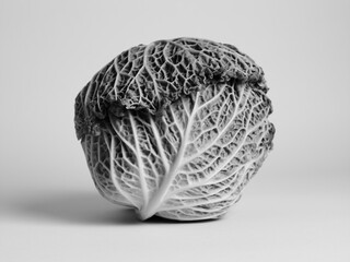 Black and white photo of savoy cabbage background