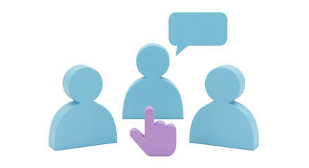 Isolated Group Chat Icons with Hand Pointer