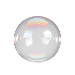 Iridescent sphere against blank backdrop