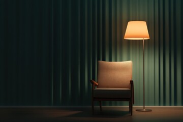 Cozy armchair and lamp in living room