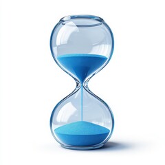 Unique blue hourglass showcases the passage of time with vibrant sand in a modern, minimalist design