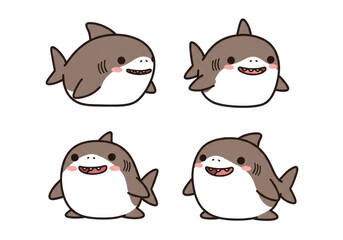 Cute cartoon shark illustrations for childrens products or social media