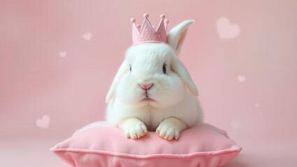 Adorable White Rabbit in Crown