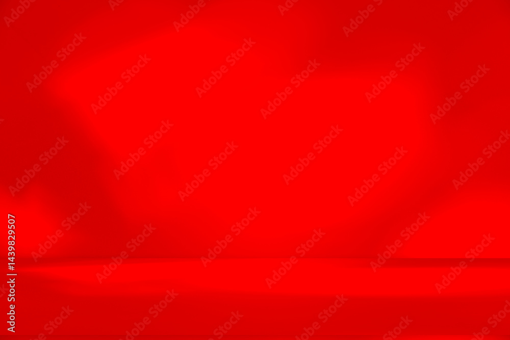 Aufkleber wall interior background, studio and backdrops show products.with shadow from window color red backg