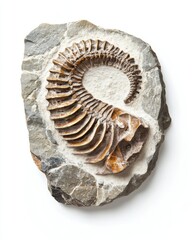 Fossil of an ancient creature captured in stunning detail. The features reveal a unique history of life on Earth. Explore the beauty of geology and paleontology. Generative AI