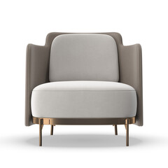 Fototapeta premium Modern Two Tone Fabric Armchair Front View Isolated