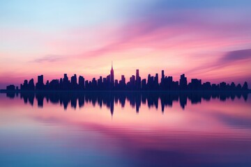 Fototapeta premium City skyline reflected on water