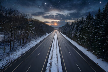 Fototapeta premium empty road during sunset