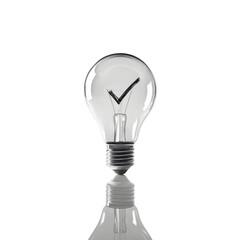 Illuminated Idea Check Mark Inside a Light Bulb