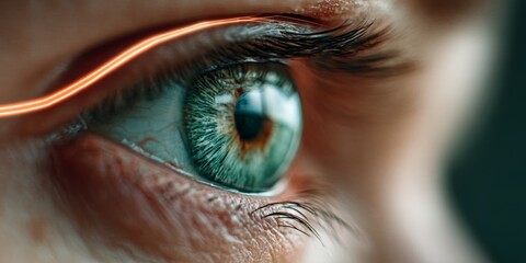 Human Eye With Neon Technology Overlay, Exploring The Intersection Of AI And Human Ethics