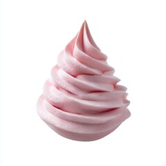 Pink swirl soft serve ice cream isolated on white background
