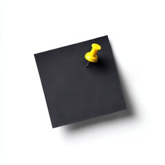 Dark note with yellow pin isolated on white background