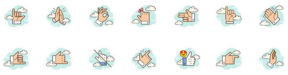 Set of Hand Gestures icons