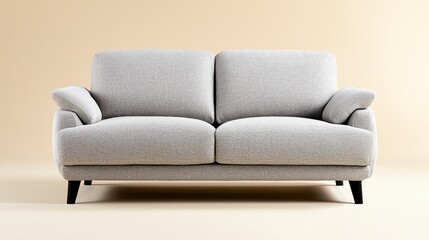 Fototapeta premium Modern Gray and White Patterned Sofa with Dark Legs