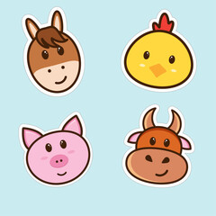 Farm animals sticker set