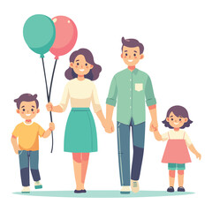 Happy Family Walking Together Vector Illustration Full of Joy