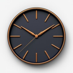 Modern Minimalist Dark Blue and Gold Analog Wall Clock