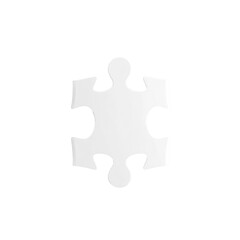 Single White Jigsaw Puzzle Piece On Transparent Background