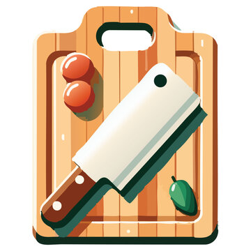 cleaver on cutting board with tomatoes clip art preview