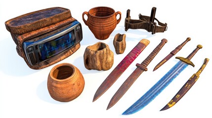 Vintage Collection of Rustic Tools and Decorative Items Displayed