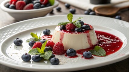 Panna Cotta with Berry Coulis and Mint – Culinary Elegance