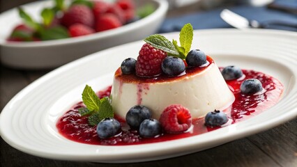 Panna Cotta with Berry Coulis and Mint – Culinary Elegance