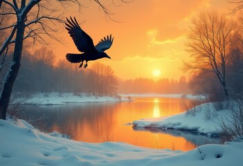 surreal crow Noir illustration