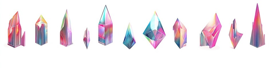 Colorful abstract crystal collection