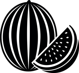 Watermelon Silhouette Vector – Simple Black Fruit Design Illustration