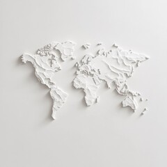 World map sculpture on white