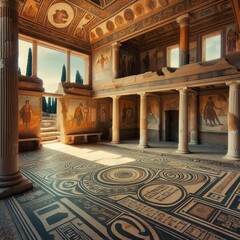 Obraz premium Ancient floors and frescoed walls