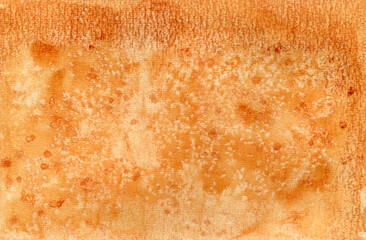 Bright grunge textured orange brown watercolor granulated background. Terra-cotta watercolour grainy rust texture illustration for lava, heat fire design, abstract hand painting background