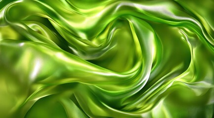 Obraz premium Luxurious, flowing, vibrant green fabric folds. Detailed, smooth surface texture