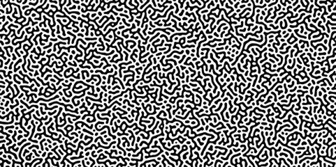 Organic seamless patterns with rounded lines Diffusion reaction background. Monochrome background of natural organic forms motion. Overlay template abstract Turing organic wallpaper background.