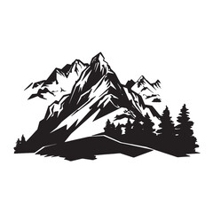 Fototapeta premium Nature Mountain Silhouette Isolated Clipart