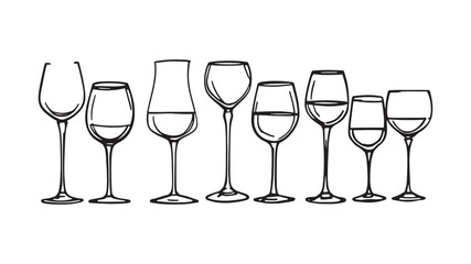glass of wine line art stylish contemporary line drawing design
