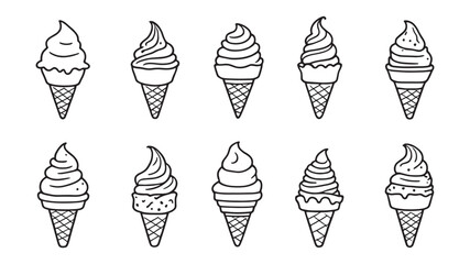 Ice cream line art modern and sleek ice cream cone illustration