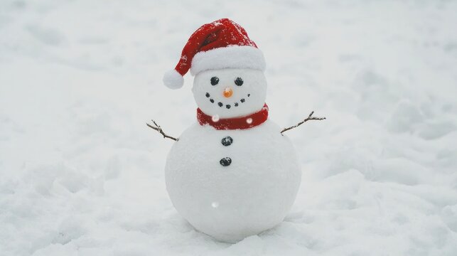 Cute snowman in winter wonderland