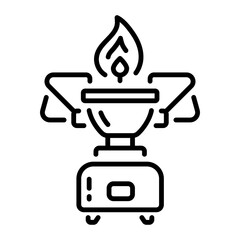 A line icon depicting a portable stove
