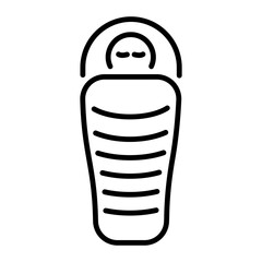 Linear icon depicting a cozy sleeping bag