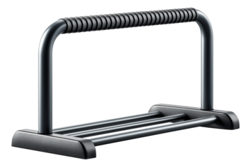 Black metal push-up bar with textured handle designed for home fitness and exercise workouts.