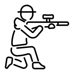 An outline style icon of a hunting gun