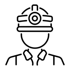 A line icon showing an adventurous cave explorer