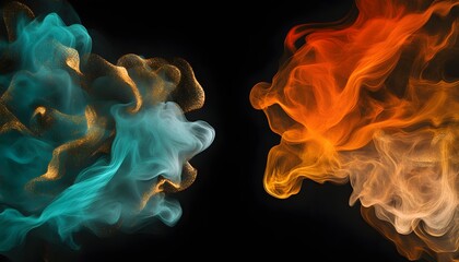 Abstract digital art with colorful cloud like formations and dark background