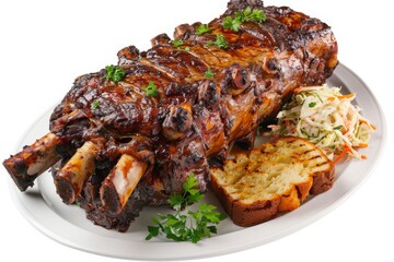 Grilled Perfection: Whole Lamb Barbecue with Tangy Sauce Isolated On White Background