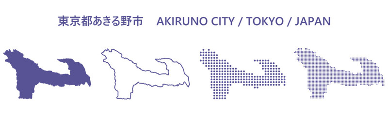 日本地図-東京都-青梅市ベクターイラストマップ	