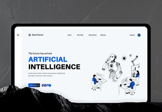 AI Landing Page Hero UI With Illustration