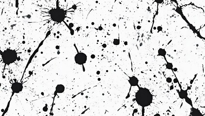 Abstract black ink splatters on white background (1)